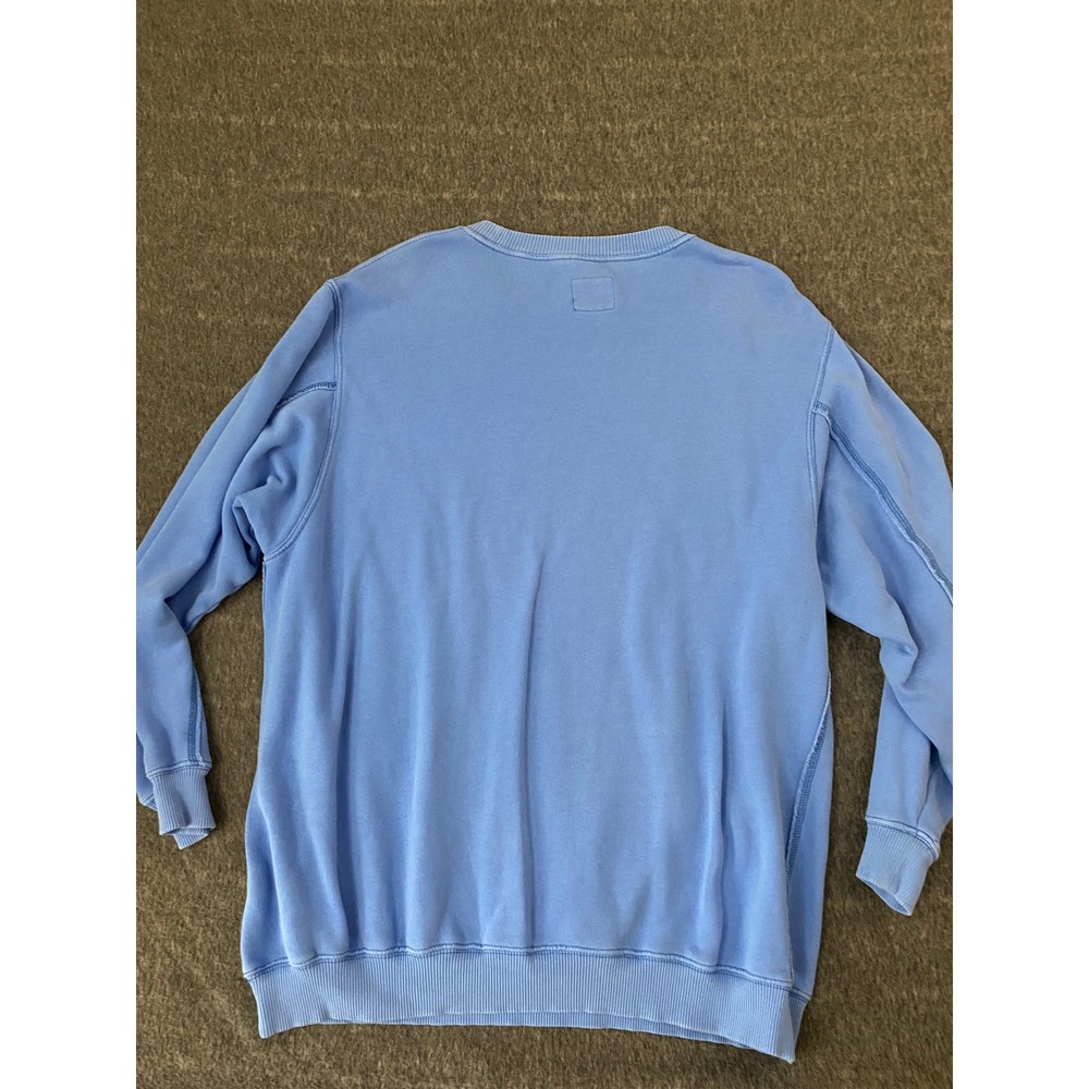 Aerie Womens Blue Embroidered Logo Crewneck Sweatshirt Oversized Fleece Medium - Picture 9 of 11